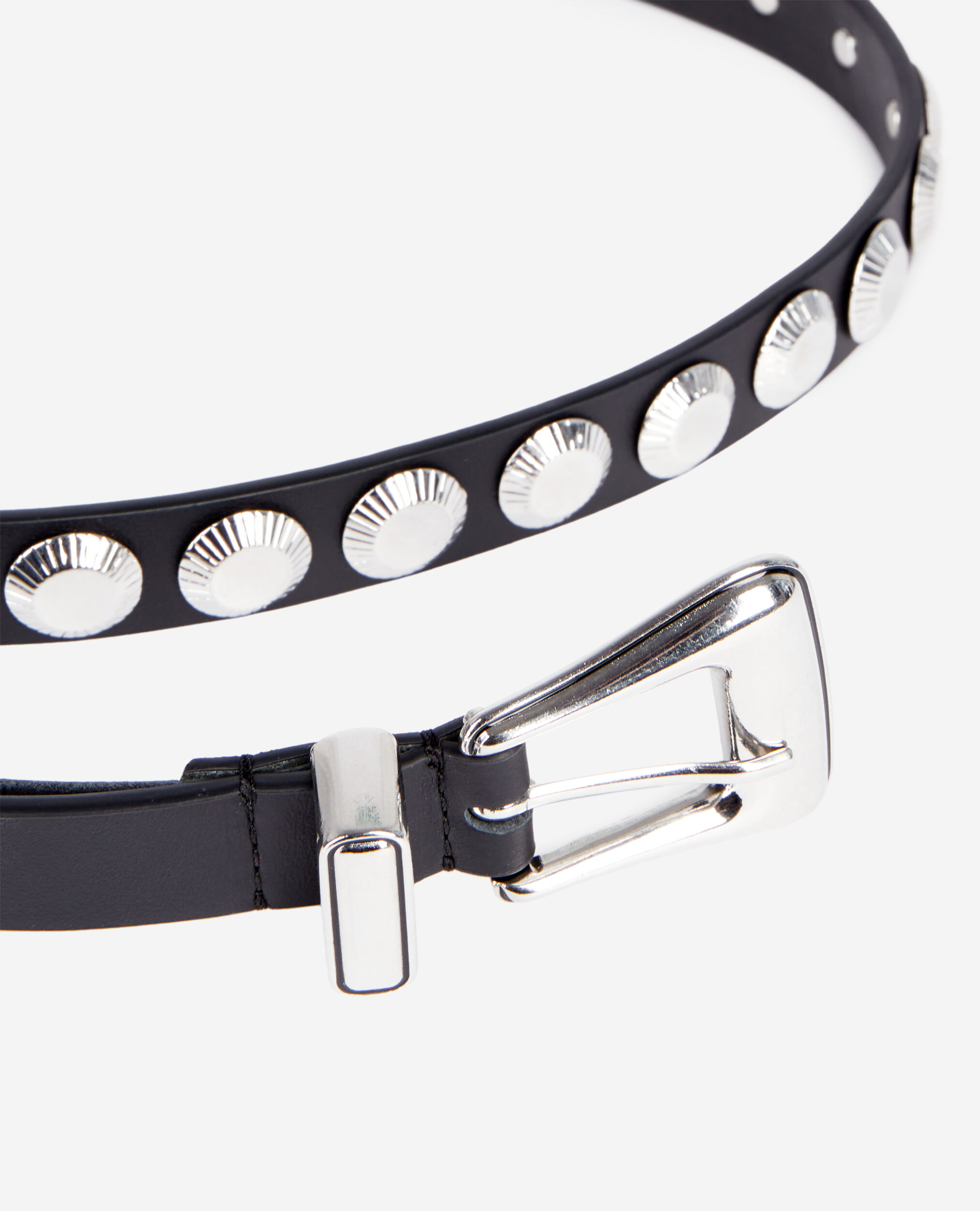 Thin black leather belt with studs| The Kooples