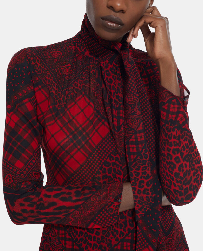 The Kooples WOMEN RED / BLACK short red printed dress