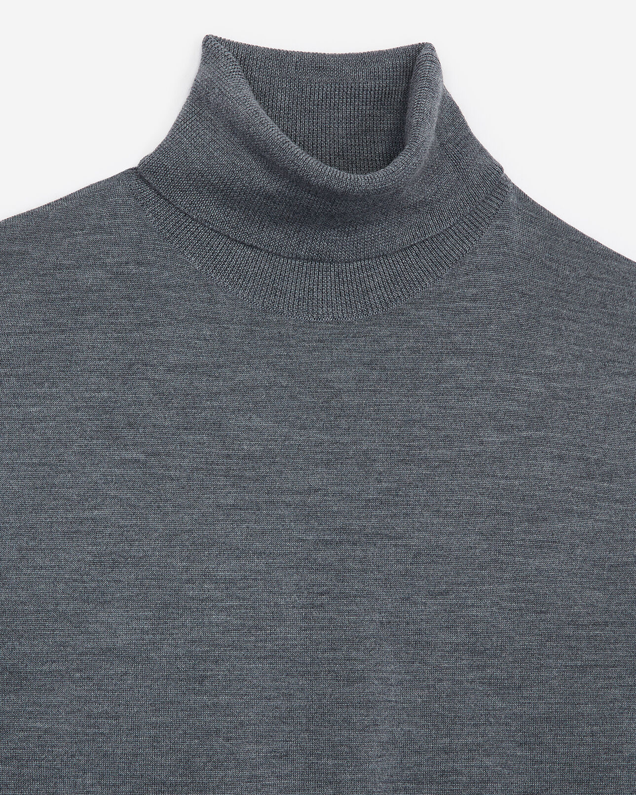 The Kooples MEN MIDDLE GREY MELANGE slim grey wool turtleneck sweater w/leather
