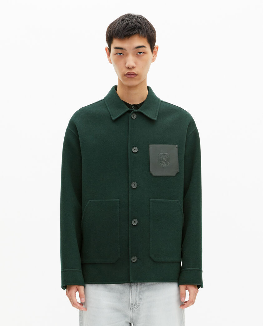 The Kooples HOMME BOTTLE GREEN surchemise en laine vert fonc&eacute;