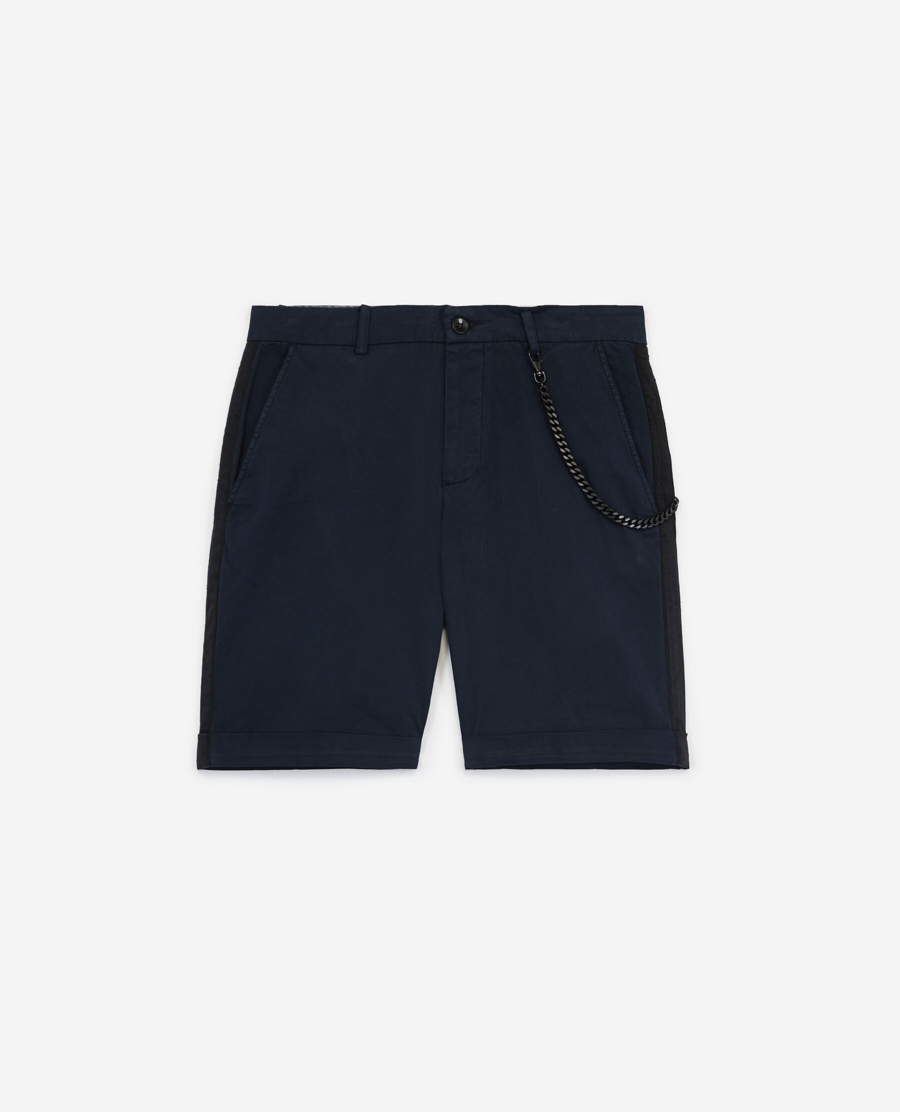 Navy Bermuda shorts with pocket chain