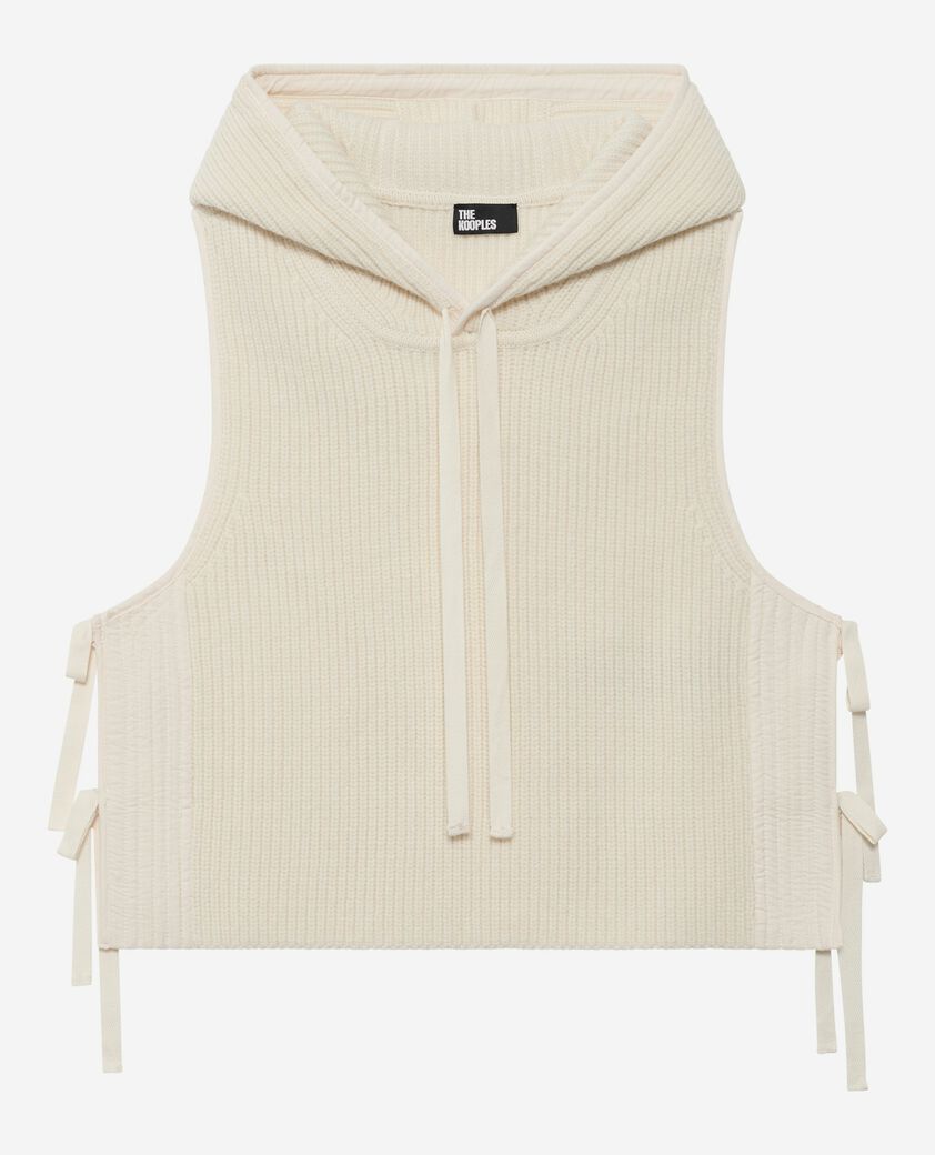 The Kooples FEMME ECRU pull sans manches en laine et coton écru
