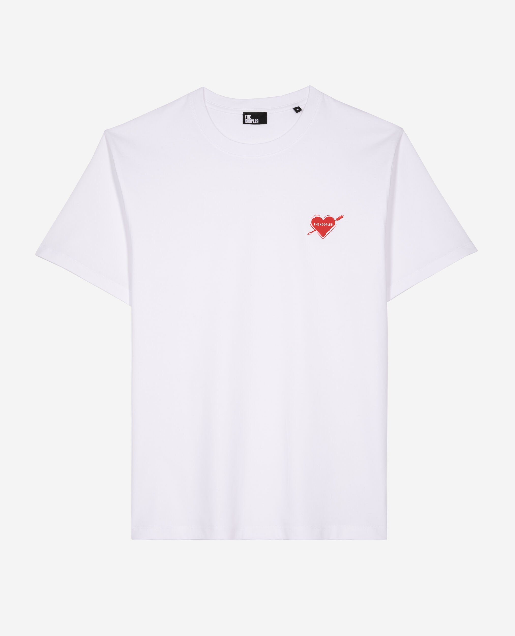 T-shirt with white heart flocking, WHITE, hi-res image number null