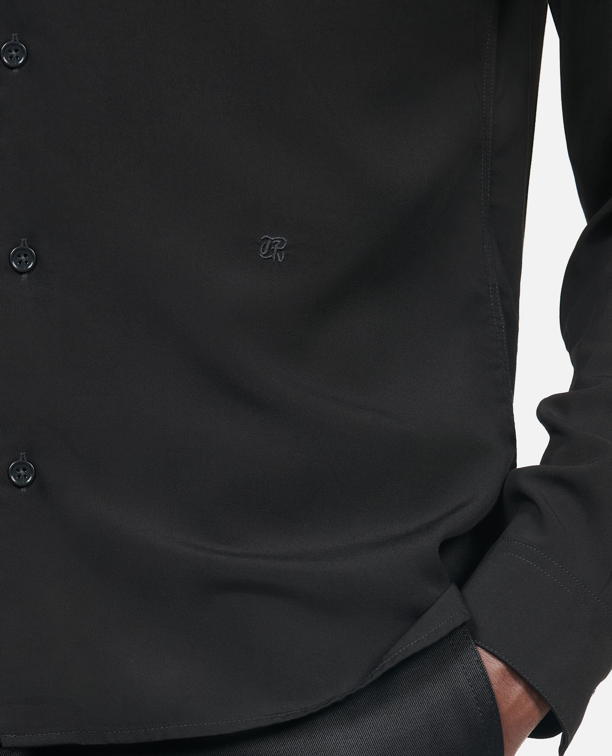 Chemise noire avec broderie, BLACK, hi-res image number null