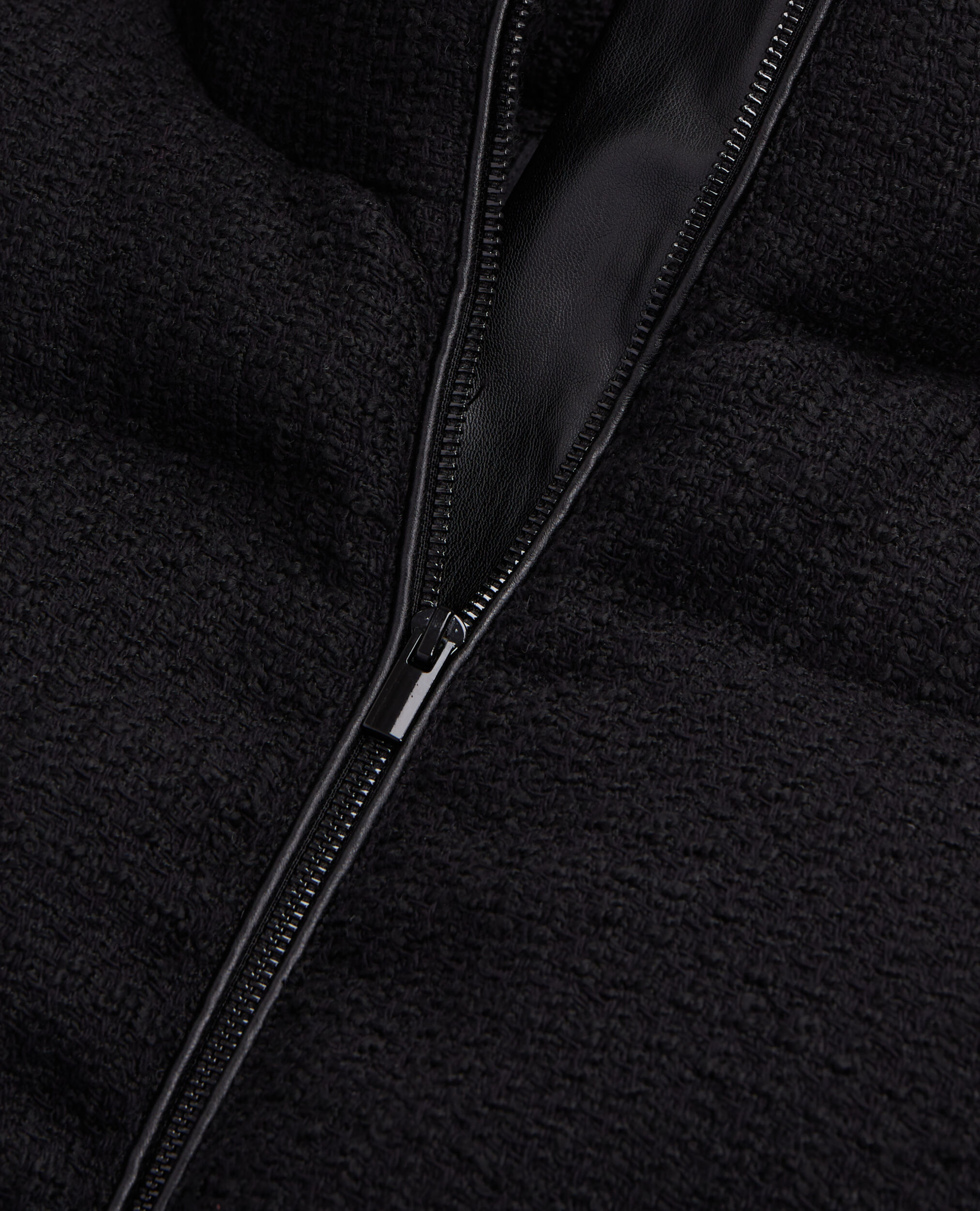 Doudoune noire en tweed, BLACK, hi-res image number null