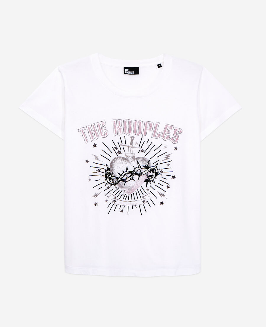 The Kooples DAMEN WHITE wei&szlig;es t-shirt damen mit siebdruck