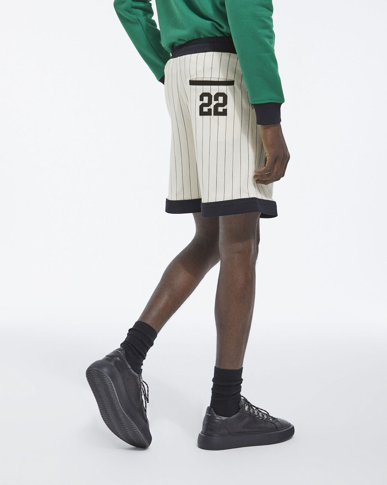 The Kooples HOMME ECRU short baseball à rayures