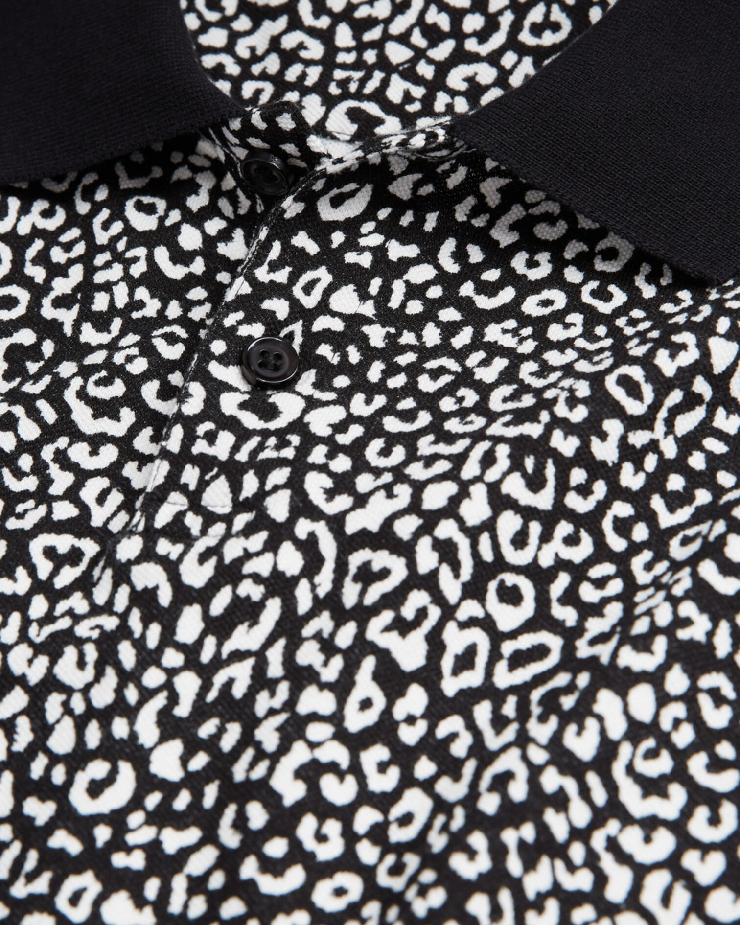 Black leopard print polo, ECRU, hi-res image number null