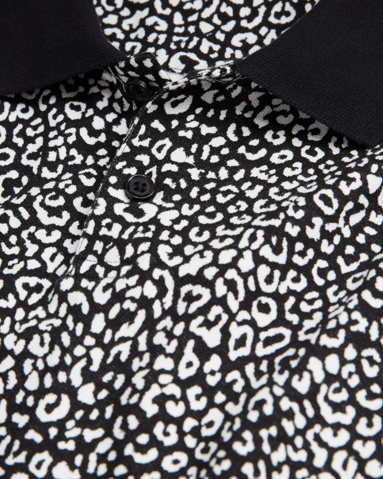 The Kooples MEN ECRU black leopard print polo