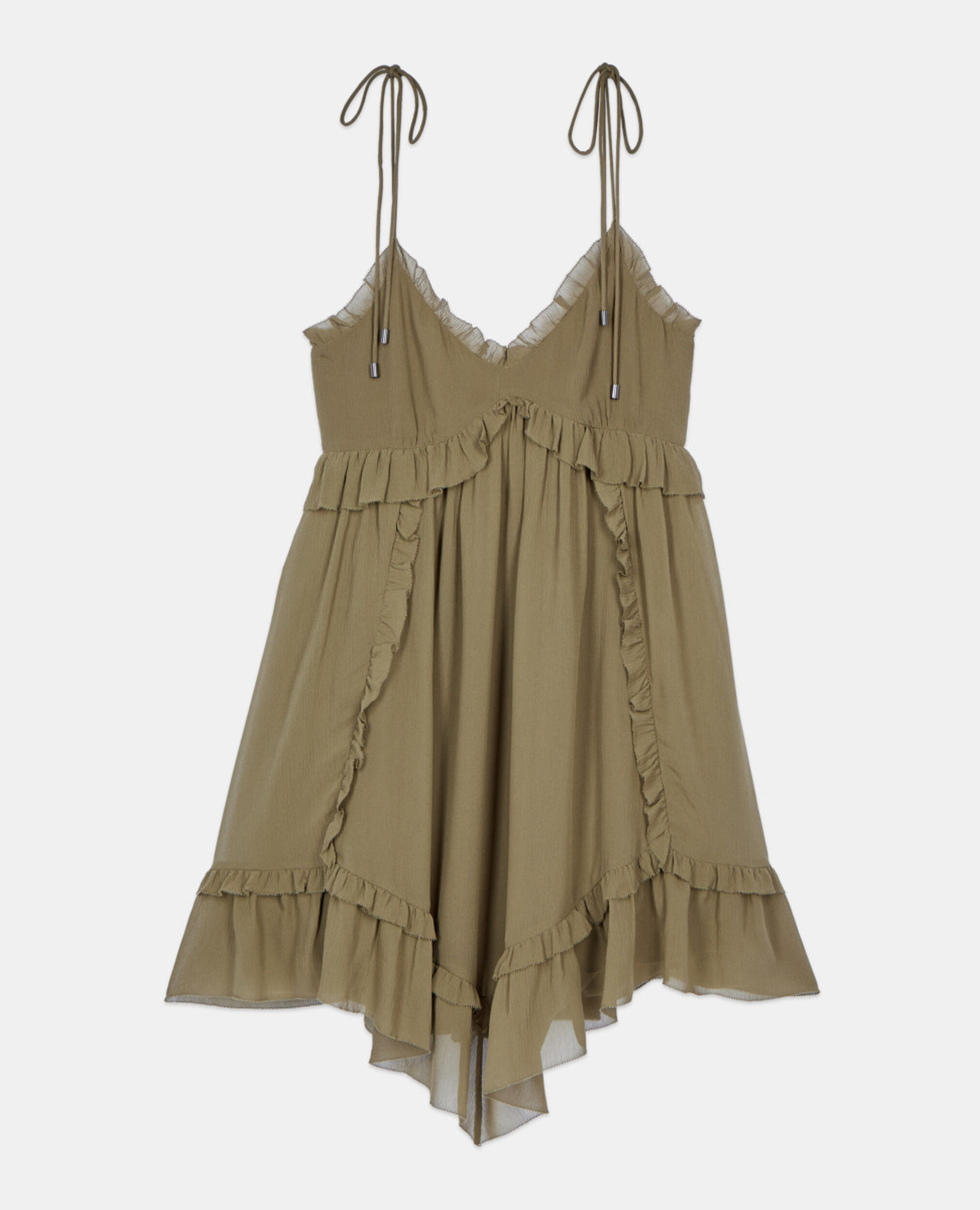 Short khaki silk dress, KAKI, hi-res image number null
