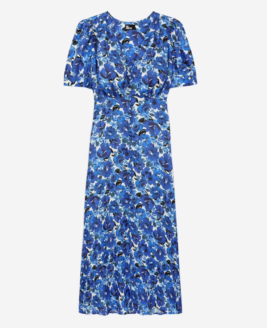 long printed dress with buttons