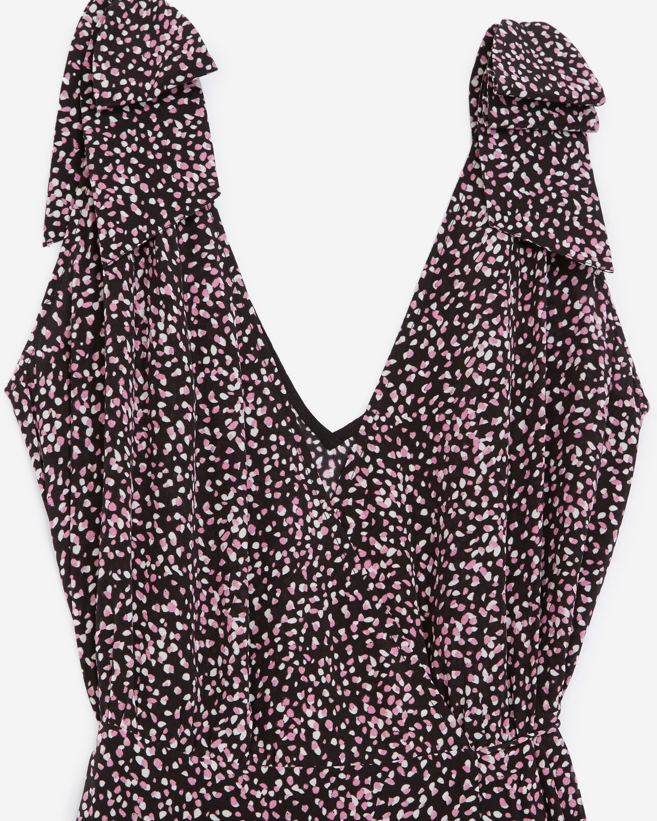 The Kooples WOMEN BLACK / PINK long black and pink polka-dot dress