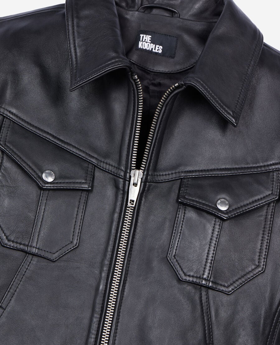 The Kooples MEN BLACK black leather jacket