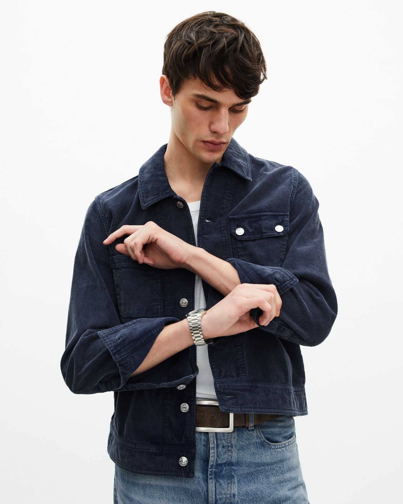 The Kooples HERREN DARK NAVY marineblaue baumwolljacke