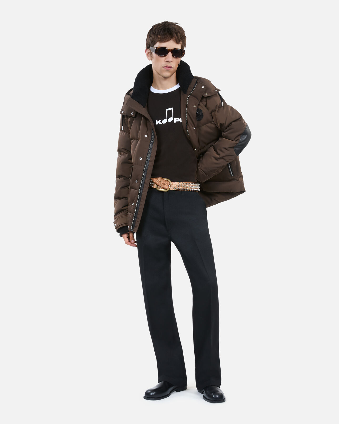 The Kooples HERREN BROWN braune daunenjacke mit wappen