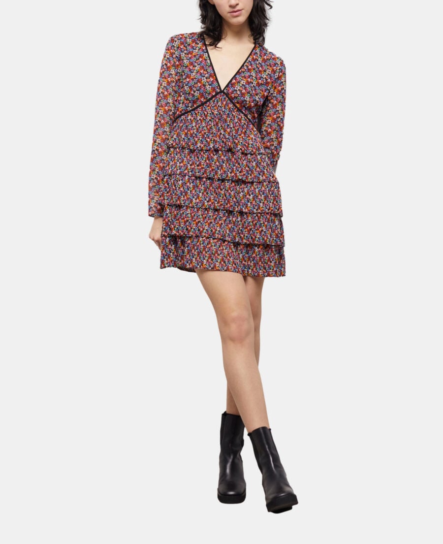 The Kooples FEMME MULTICOLOR robe courte multicolore plissée