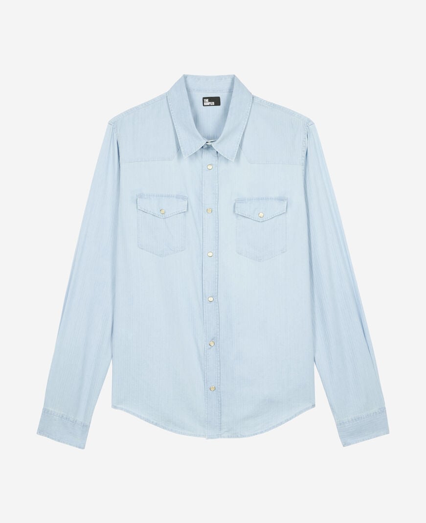 The Kooples HOMBRE BLUE BEIGE camisa vaquera azul