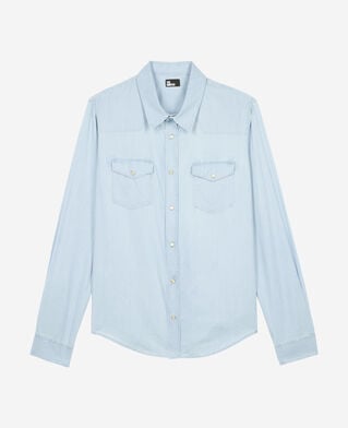 The Kooples HOMBRE BLUE BEIGE camisa vaquera azul