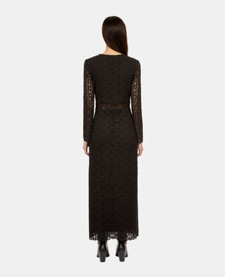 The Kooples FEMME BLACK robe longue en guipure noire