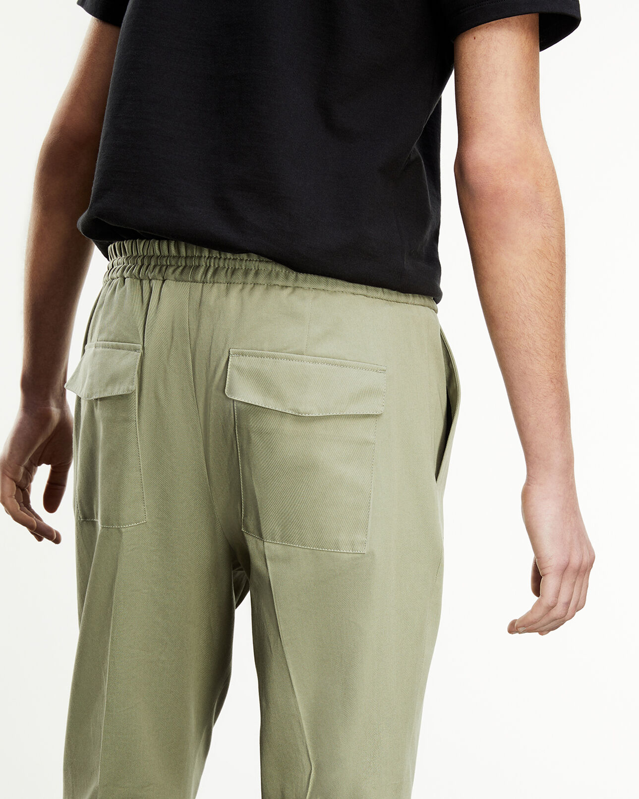 The Kooples HOMBRE KAKI pantalón algodón caqui cintura elástica