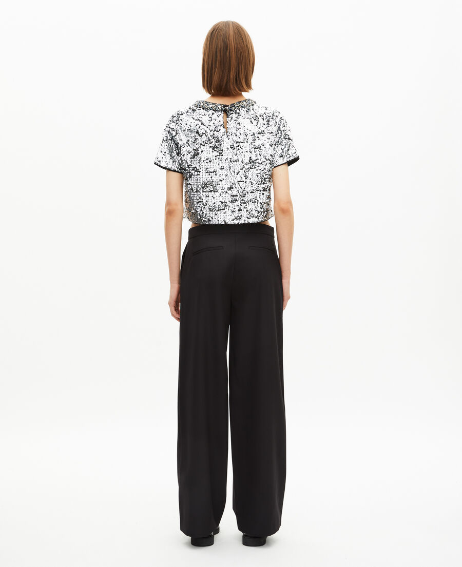 The Kooples WOMEN SILVER silver sequin crop top