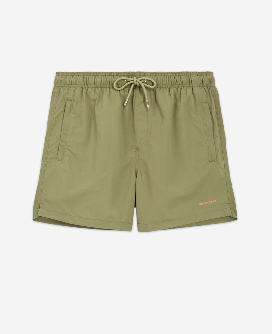 khaki swim shorts with small the kooples logo