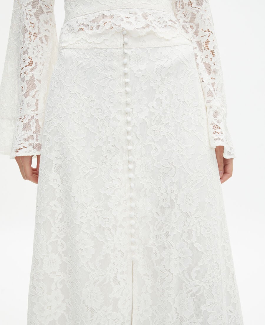 The Kooples F ECRU long white lace skirt