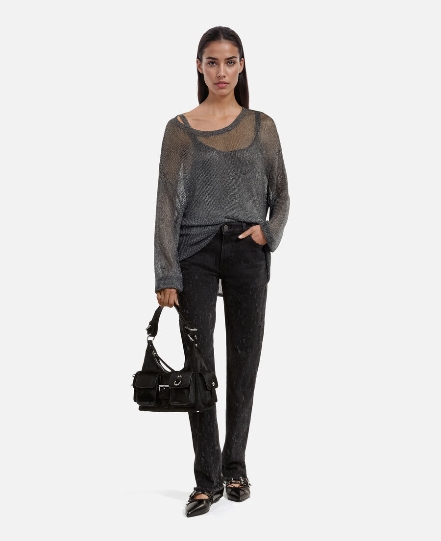 The Kooples FEMME GREY SILVER pull effet cotte de maille gris