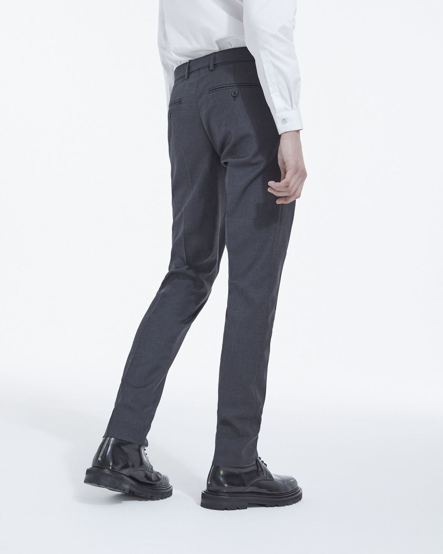 Grey wool fitted suit trousers, DARK GREY, hi-res image number null
