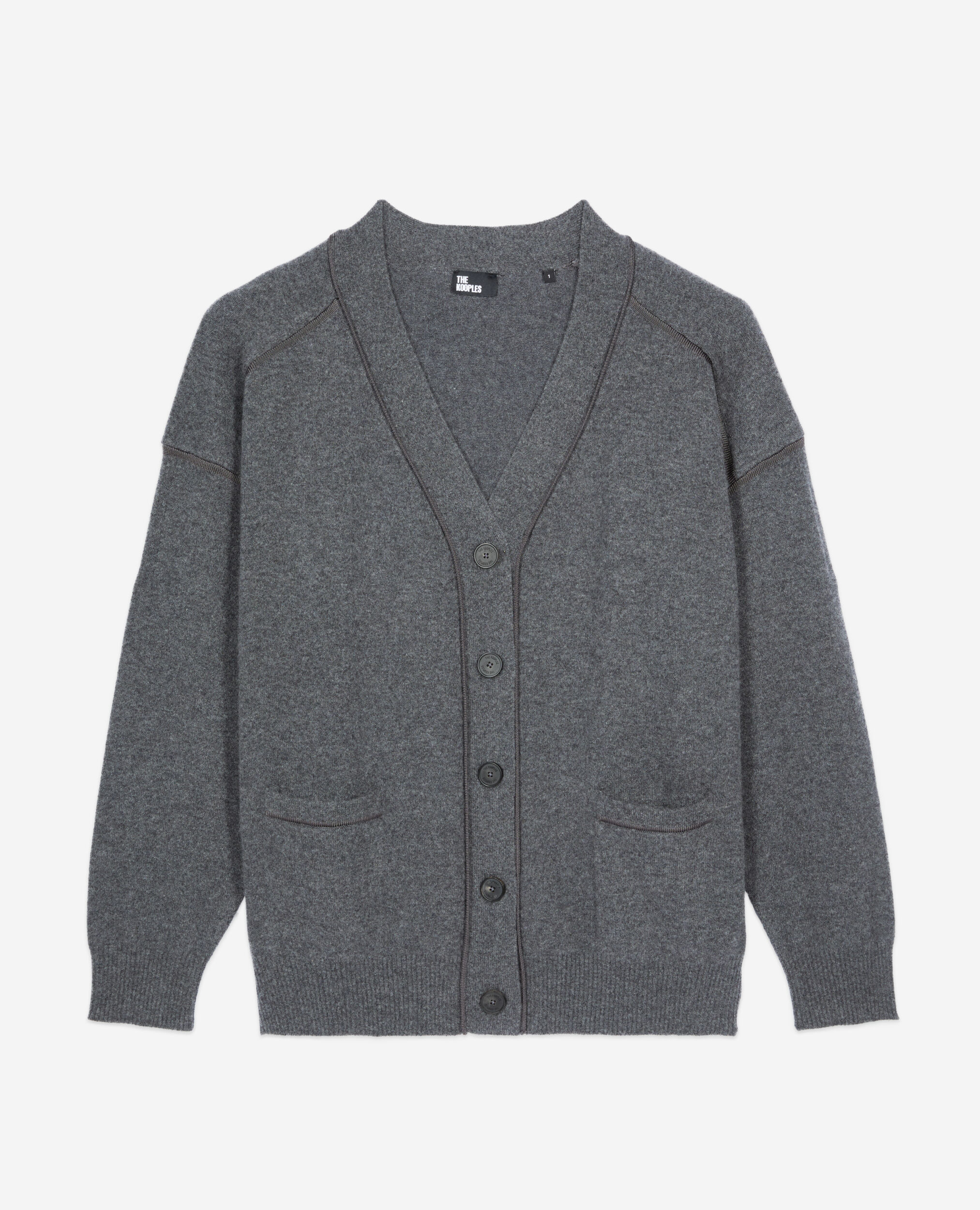 Cardigan en cachemire gris, ANTHRACITE MELANGE, hi-res image number null