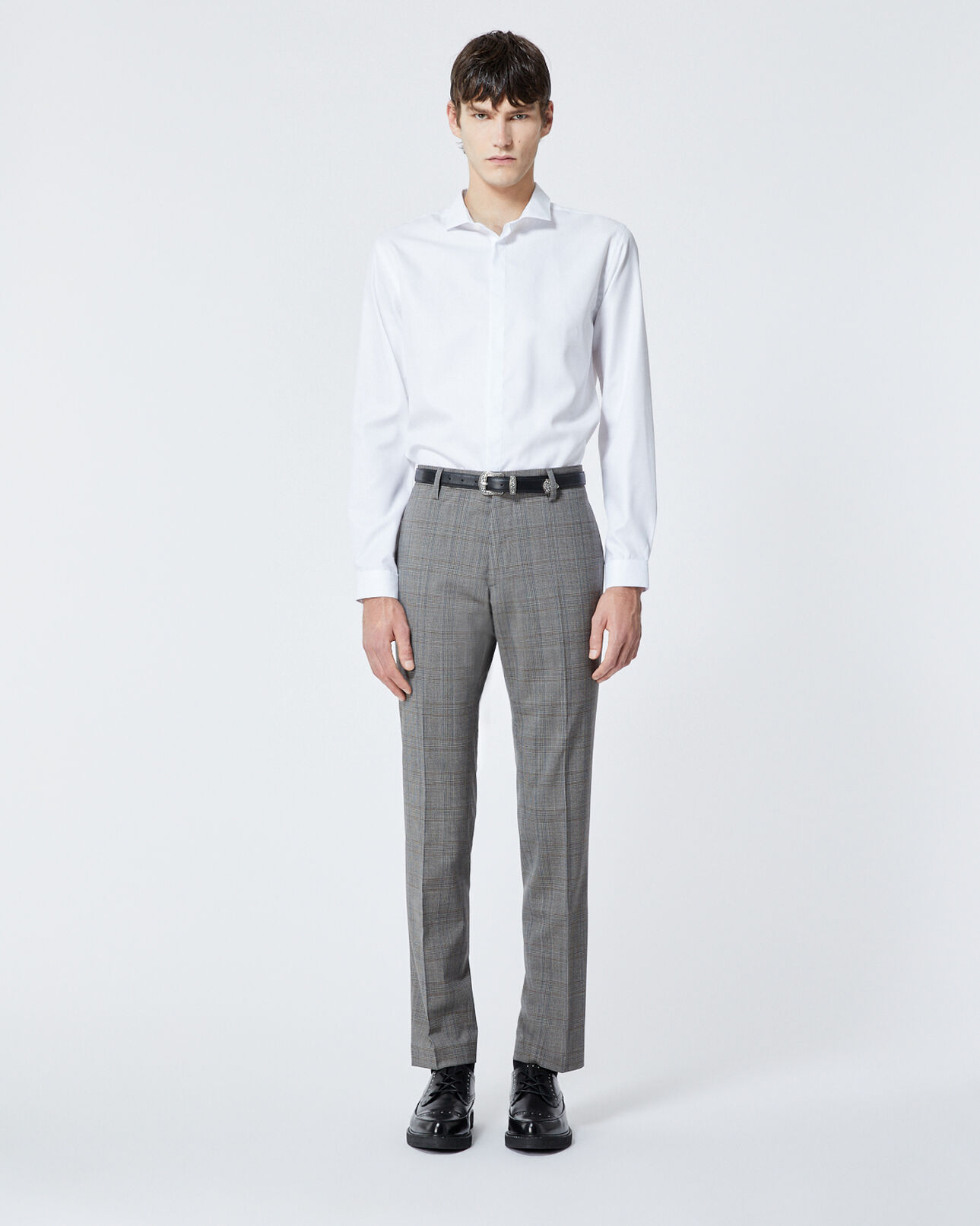 The Kooples HOMME WHITE chemise chic blanche coton à col italien