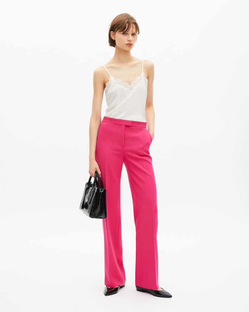 The Kooples FEMME PINK pantalon tailleur rose en crêpe
