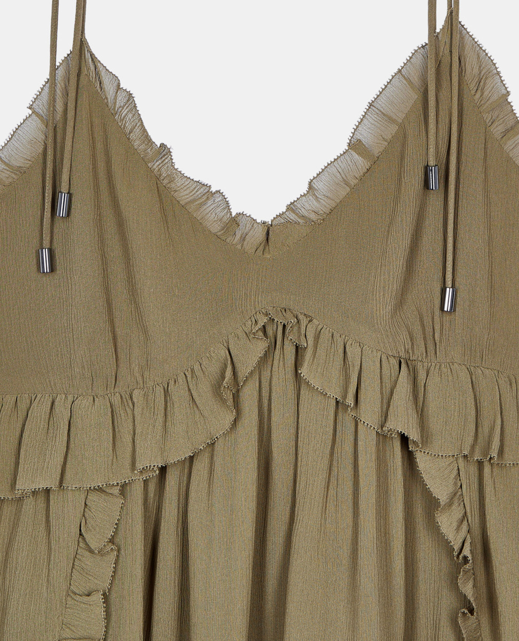 Short khaki silk dress, KAKI, hi-res image number null