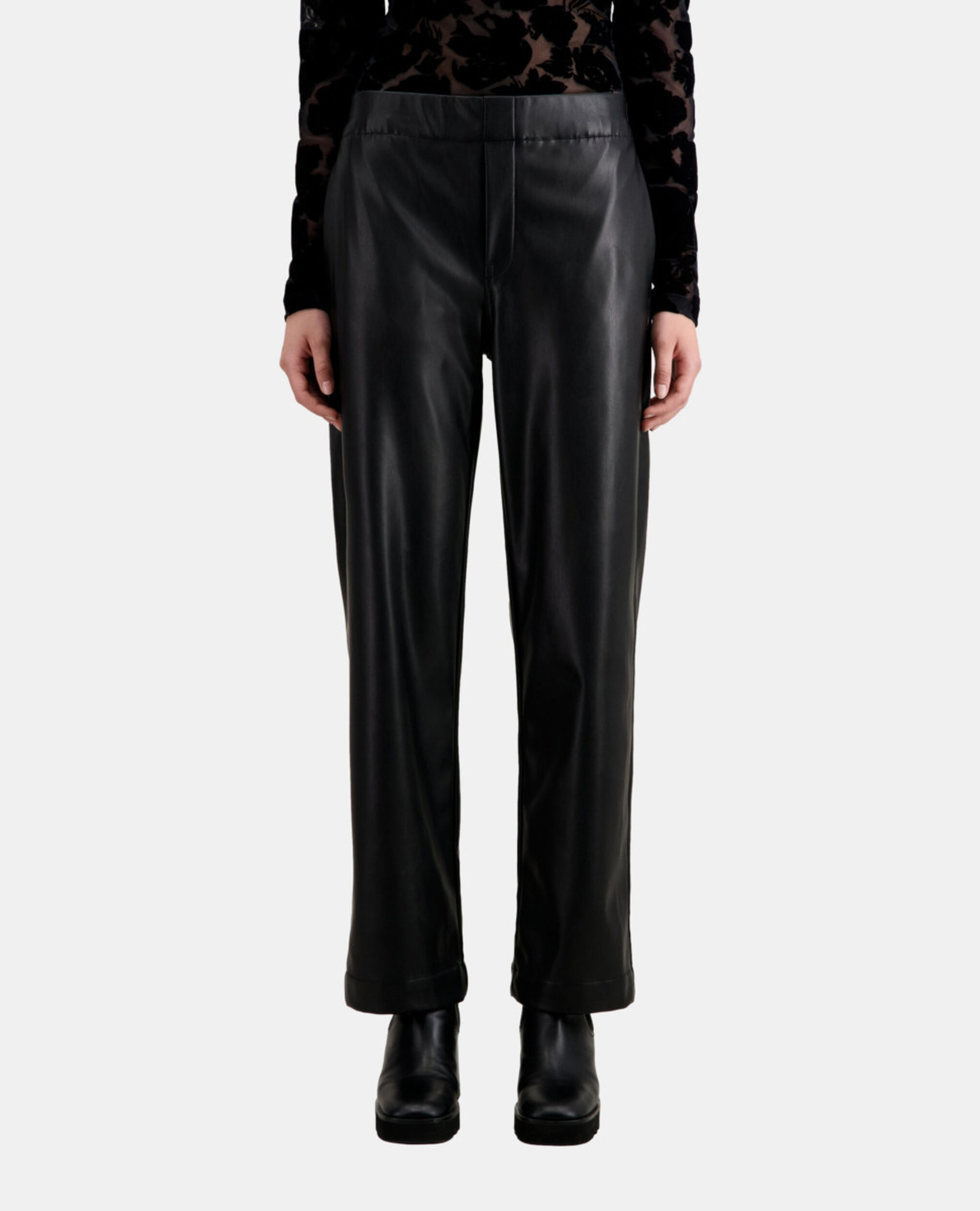 Pantalon noir effet cuir, BLACK, hi-res image number null