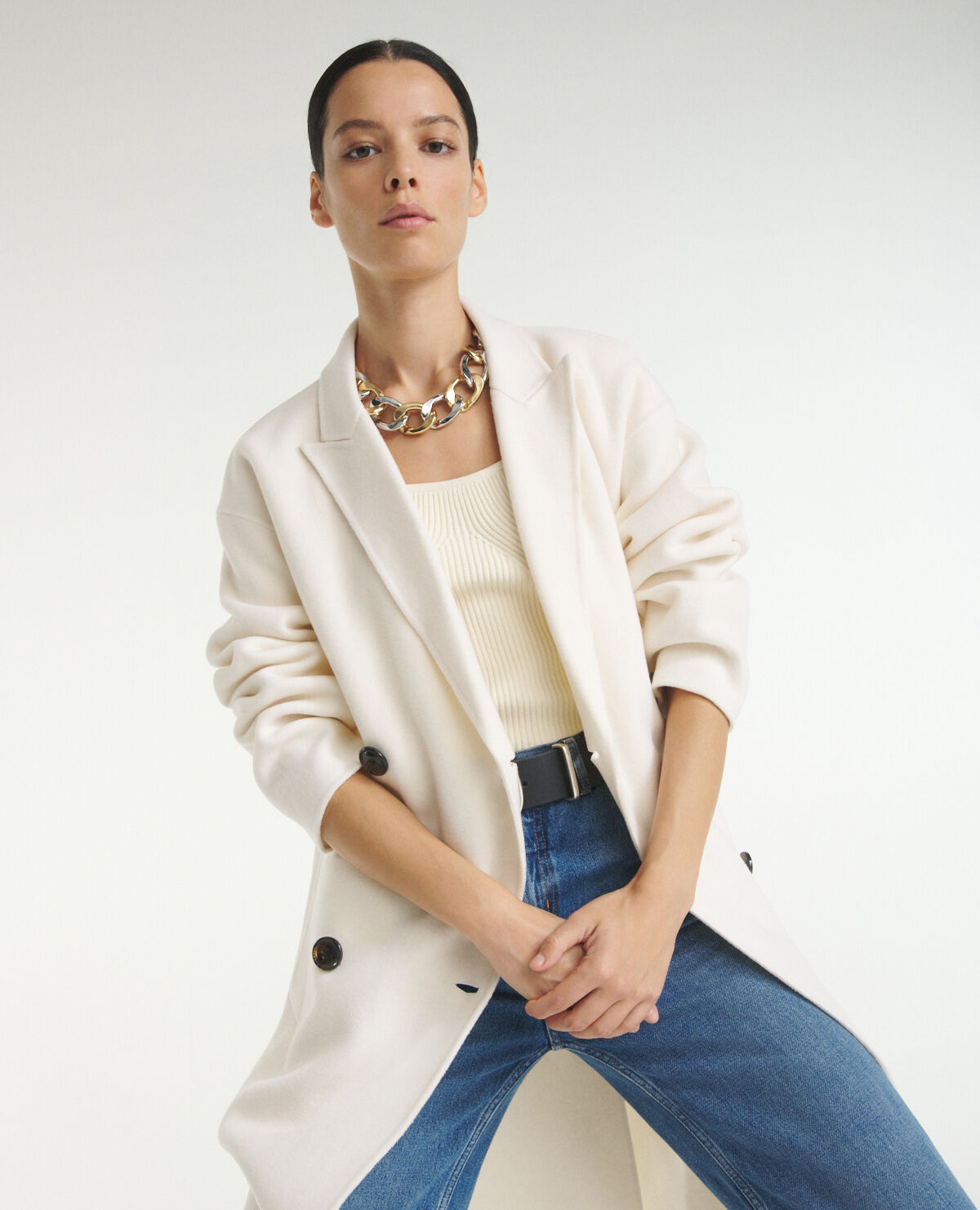 Manteau laine ecru 2025 femme