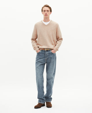 The Kooples HERREN BEIGE MELANGE v-ausschnitt-pullover aus kaschmir in beige