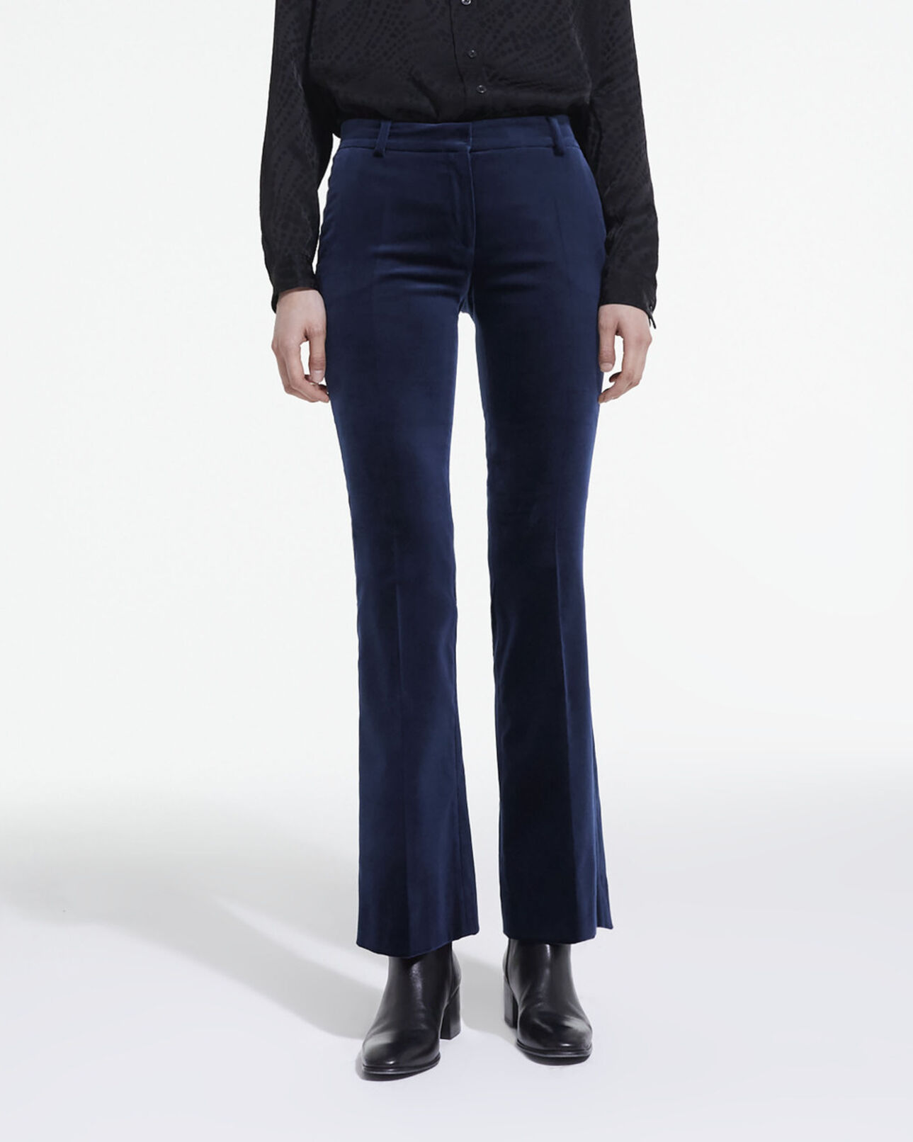 The Kooples WOMEN NAVY blue velvet suit pants