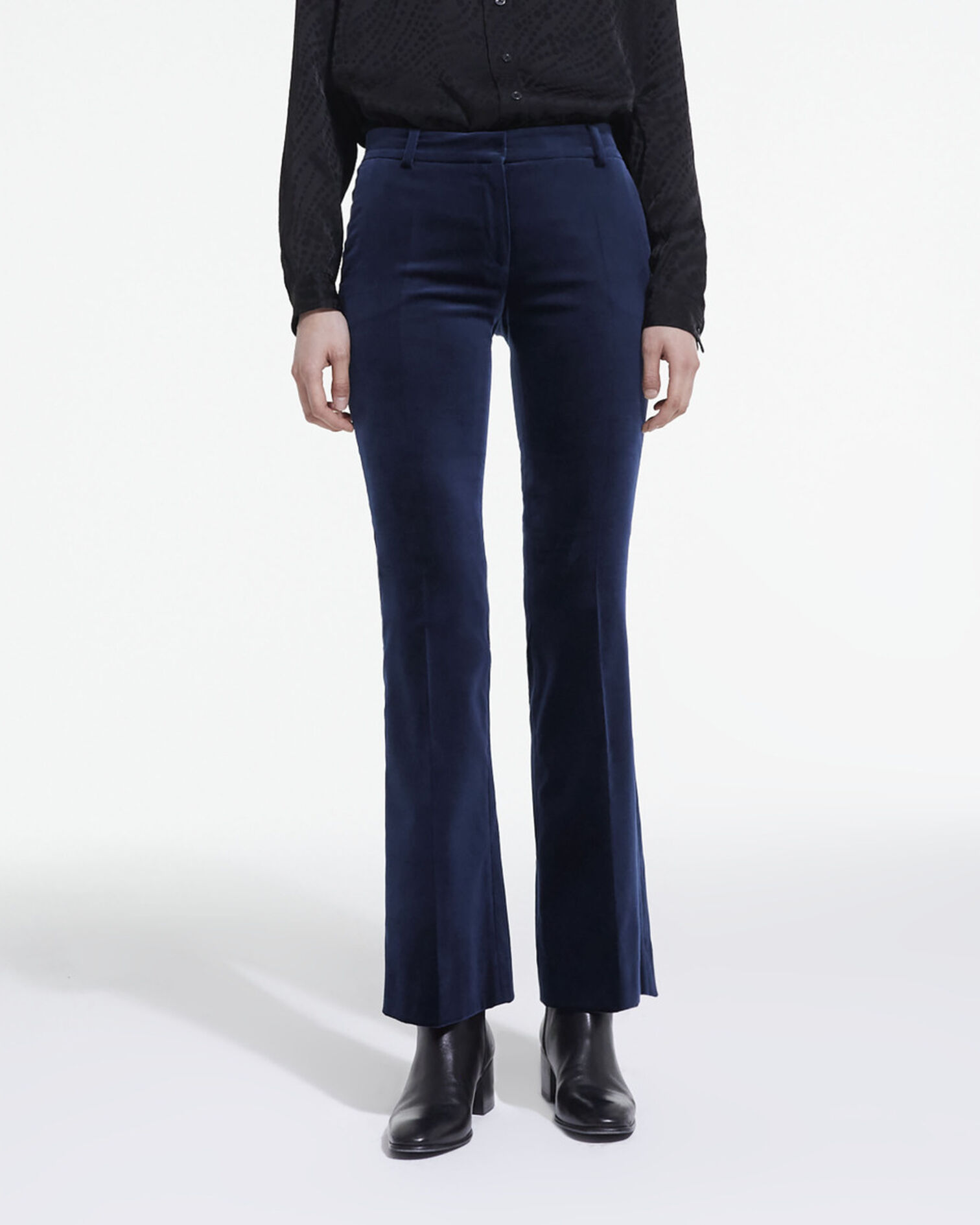 Blue velvet suit pants, NAVY, hi-res image number null