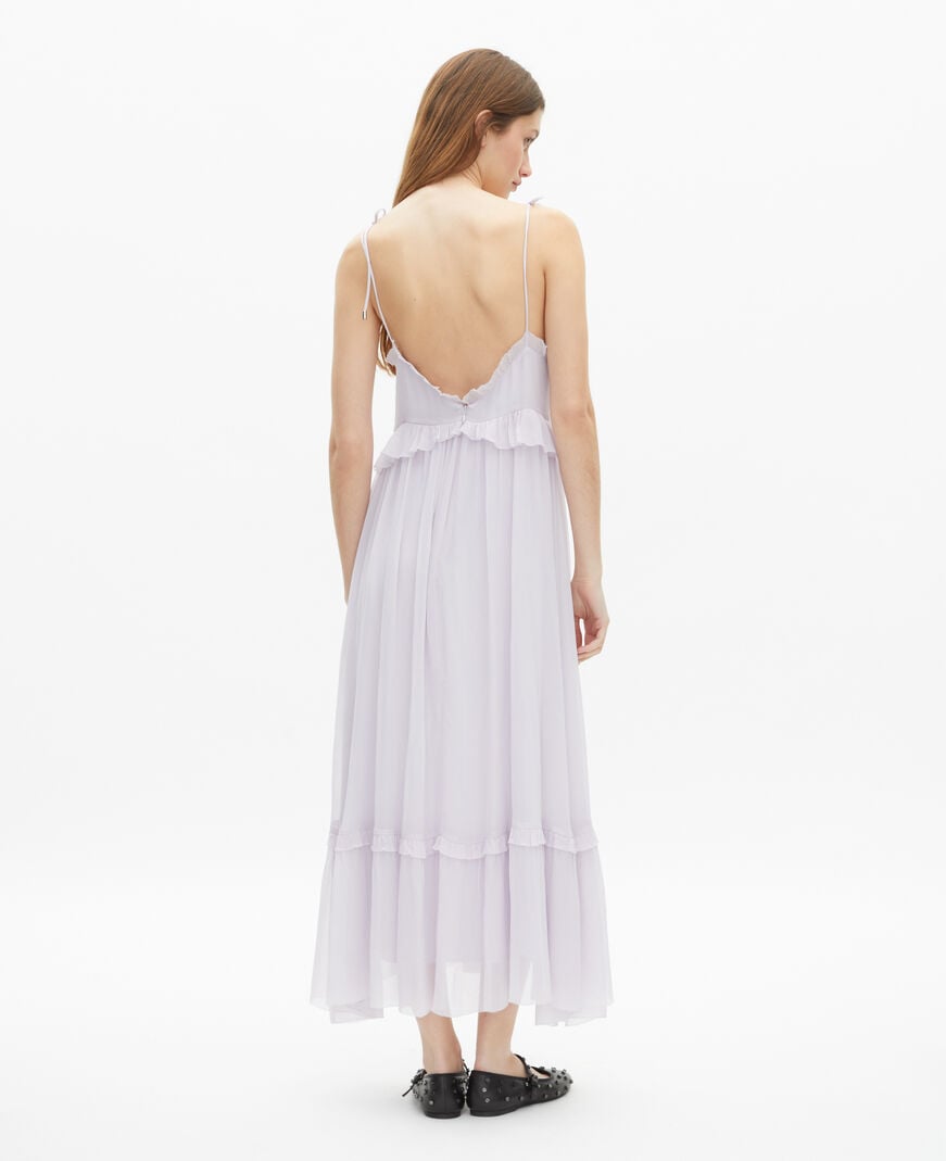 The Kooples WOMEN LIGHT PURPLE long dress with lilac ruffles