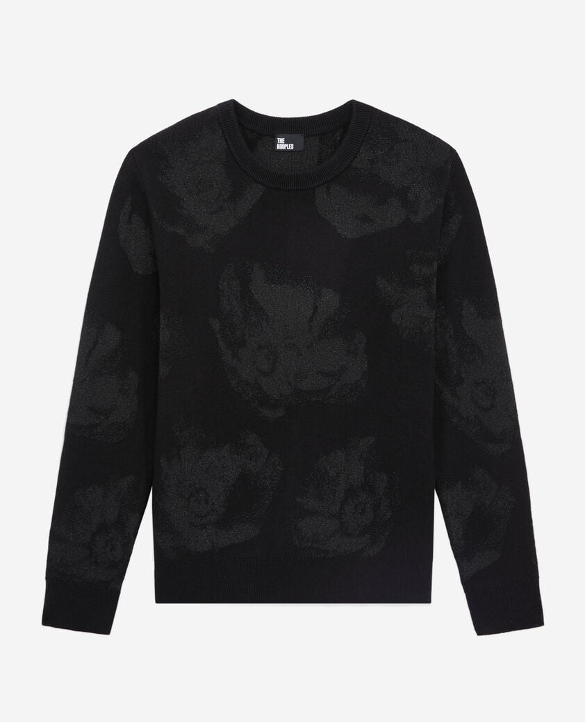 The Kooples WOMEN BLACK/BLACK black wool-blend jumper with silver patterns