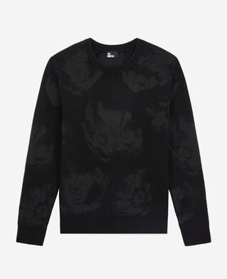 The Kooples FEMME BLACK/BLACK pull noir en laine mélangée avec motifs argentés