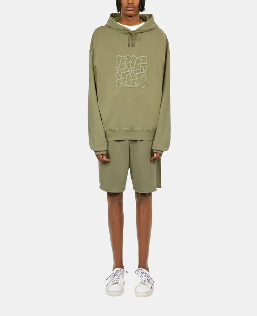 The Kooples HOMME KAKI GREY sweatshirt à capuche avec broderie logo vert
