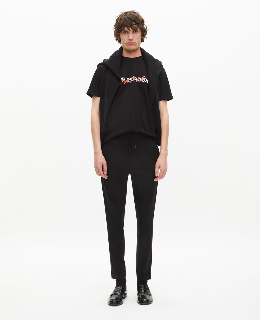 The Kooples HOMME BLACK pantalon en laine coupe droite noir 