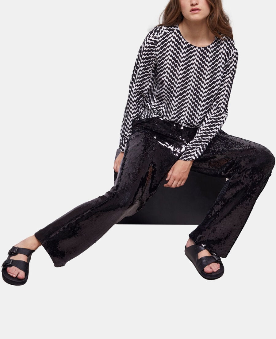 The Kooples FEMME BLACK pantalon à sequins noir
