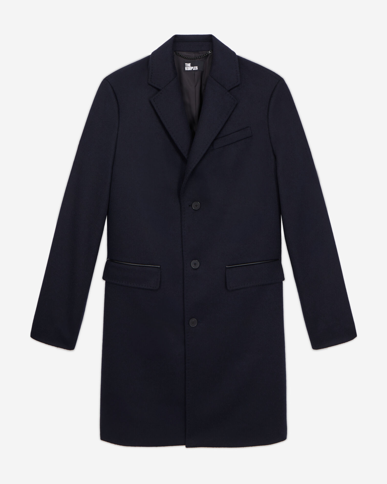 Long navy blue cashmere coat, DARK NAVY, hi-res image number null