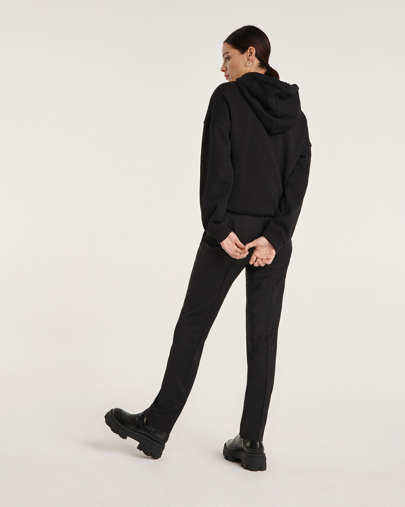 The Kooples FEMME BLACK sweat noir capuche ample motifs tigres