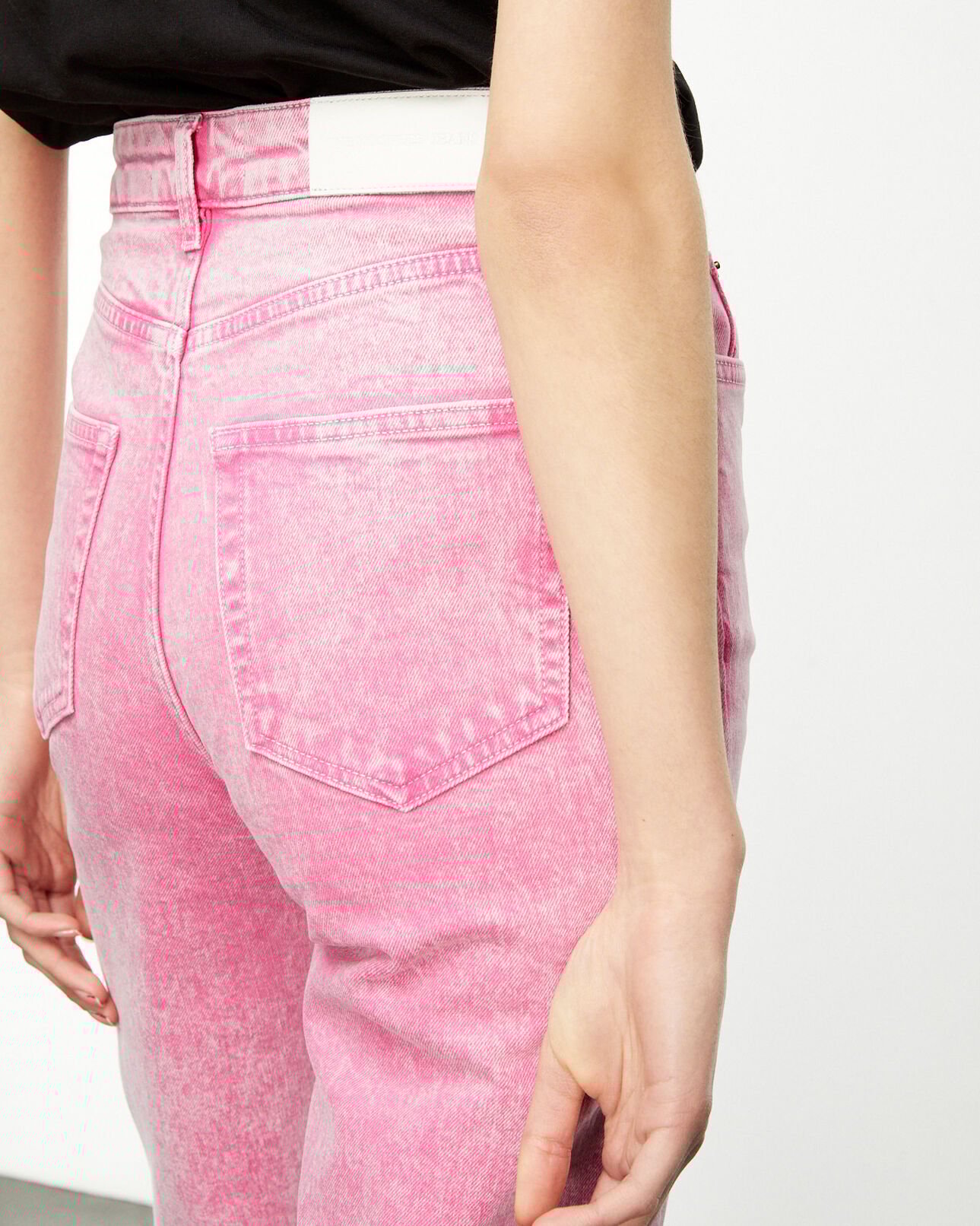 The Kooples DAMEN FRESH PINK jeans rosa hohe taille sichtbare knöpfe