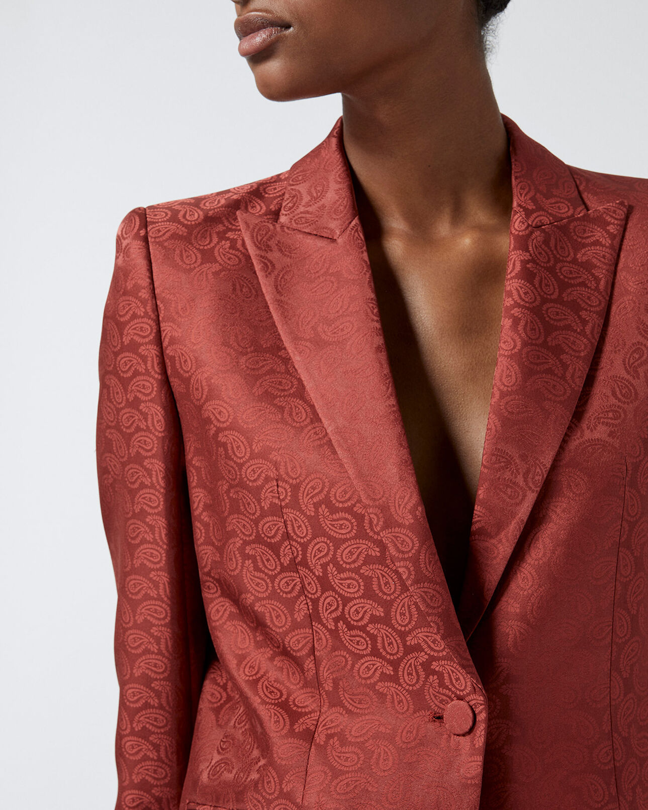 The Kooples DAMEN PINK satinierter blazer aus rosa jacquardgewebe