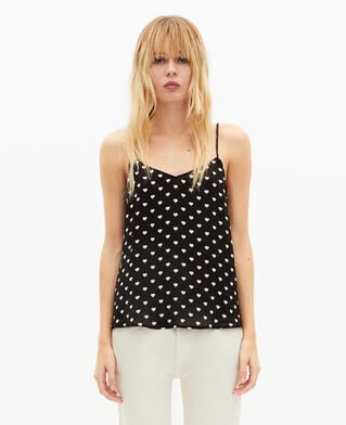 The Kooples WOMEN BLACK WHITE black heart print camisole