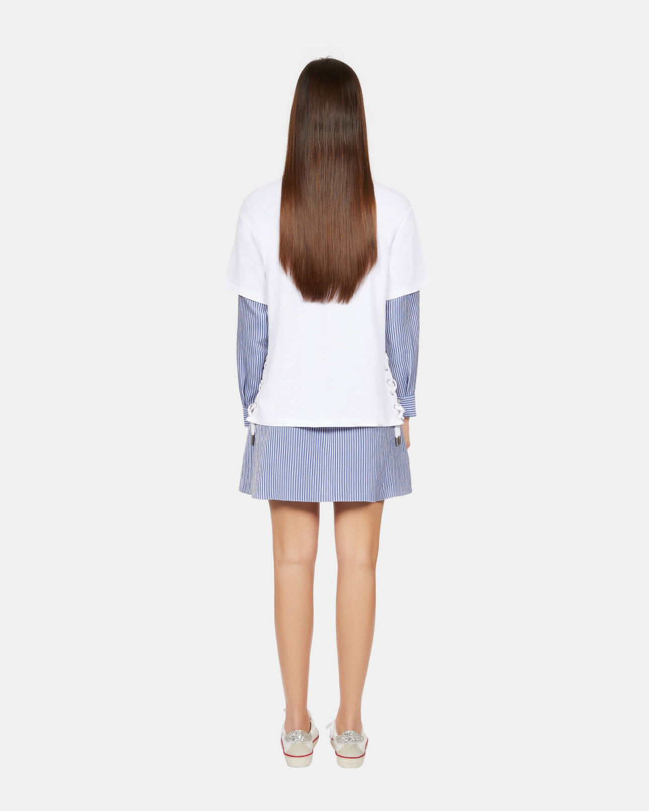The Kooples WOMEN WHITE white t-shirt with lacing and eagle serigraphy